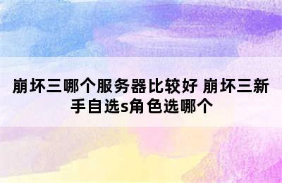 崩坏三哪个服务器比较好 崩坏三新手自选s角色选哪个